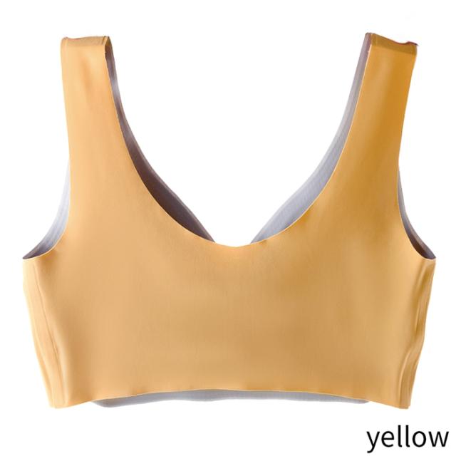 【送料無料】楽すぎ！おしゃれなバイカラーのシームレスブラ