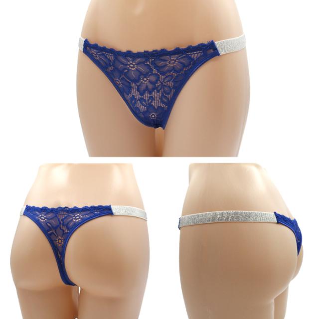 ラメゴムと透ける総レースのレディースTバック