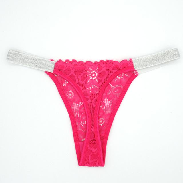 ラメゴムと透ける総レースのレディースTバック