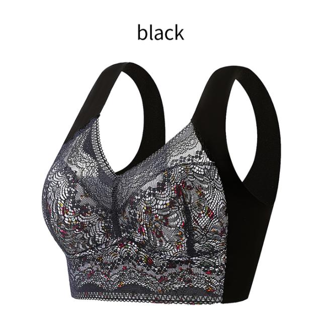 花柄＆透けるレースで可愛さアップ！楽な付け心地シームレスブラ