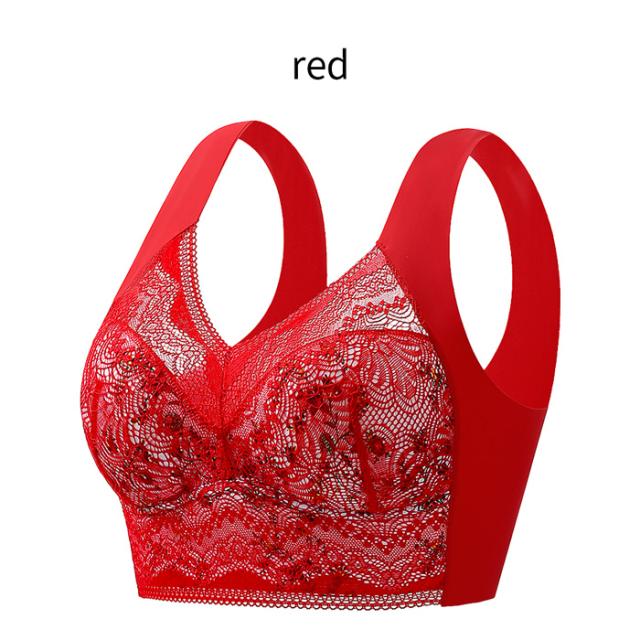 花柄＆透けるレースで可愛さアップ！楽な付け心地シームレスブラ