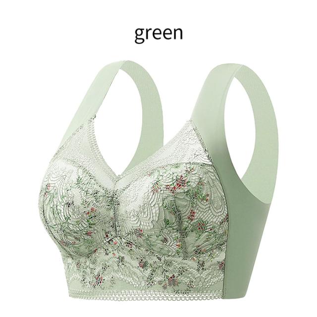 花柄＆透けるレースで可愛さアップ！楽な付け心地シームレスブラ