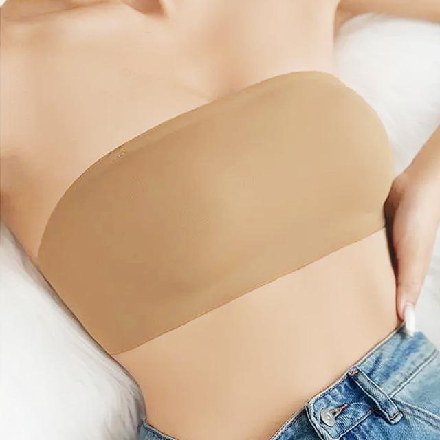 シンプルなデザインの透明ストラップ付きチューブトップ