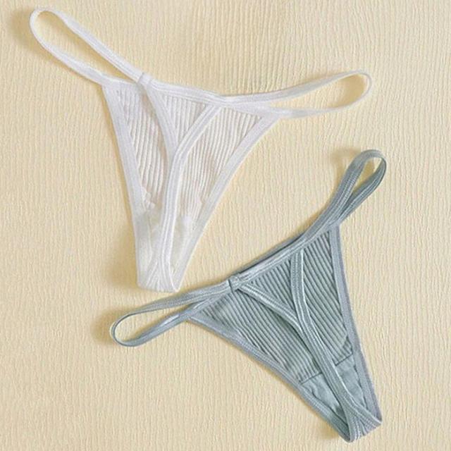 綿でお肌に優しい リブあみレディースTバック