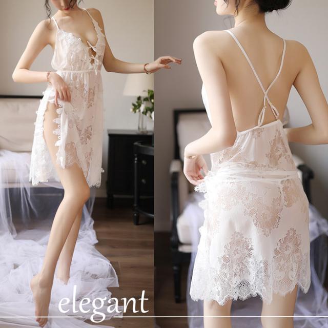 エレガント系 スケスケのエロカワランジェリー同色Tバック付き