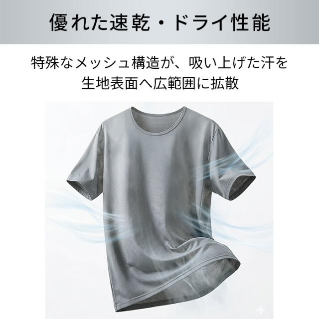 【送料無料】 マイクロメッシュの吸汗速乾メンズTシャツ