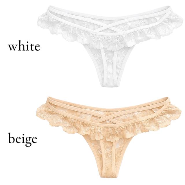 【プチプラ】 フリルレース バッククロスレディースTバック