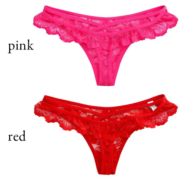 【プチプラ】 フリルレース バッククロスレディースTバック