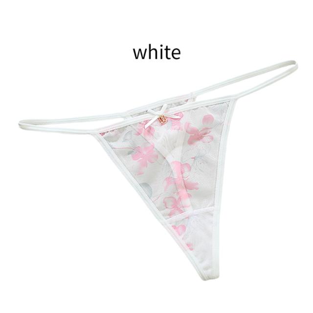透ける花柄生地とゴム紐の極小Gストリング