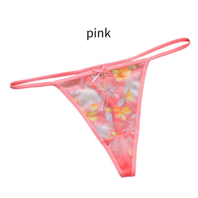 透ける花柄生地とゴム紐の極小Gストリング