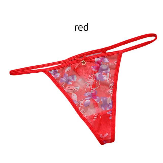 透ける花柄生地とゴム紐の極小Gストリング