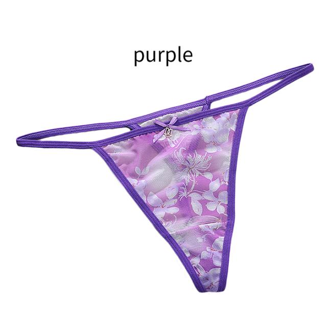 透ける花柄生地とゴム紐の極小Gストリング