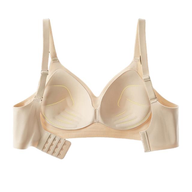 一体型パッド入り 脇高設計の盛れるシームレスブラ