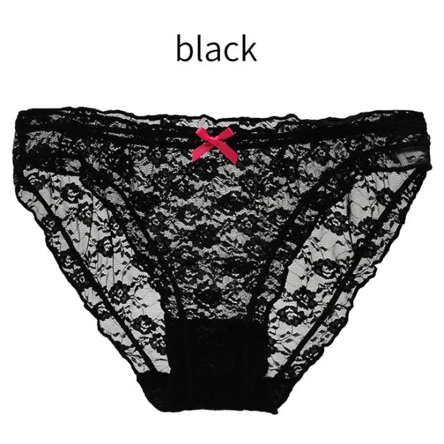 透ける花柄総レースのスタンダードショーツ