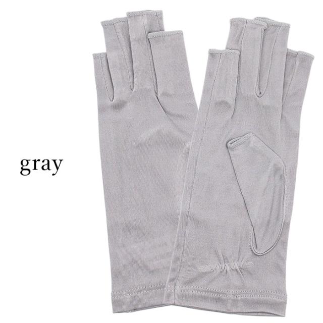 【送料無料】 潤いシルク100%の指先カットUV手袋