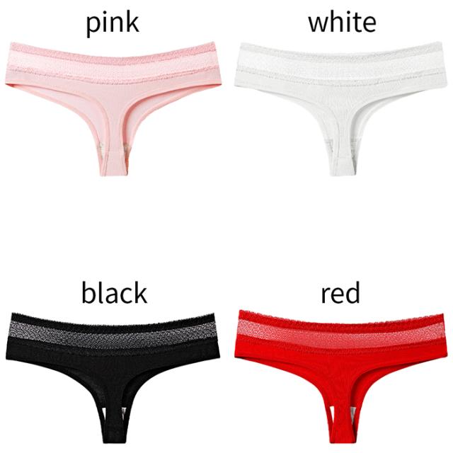 綿95%で優しい肌触り 美しいウエストレースのレディースTバック