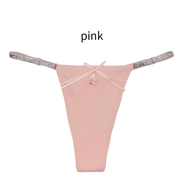 綿95% きらきらラメゴム腰紐のレディースTバック