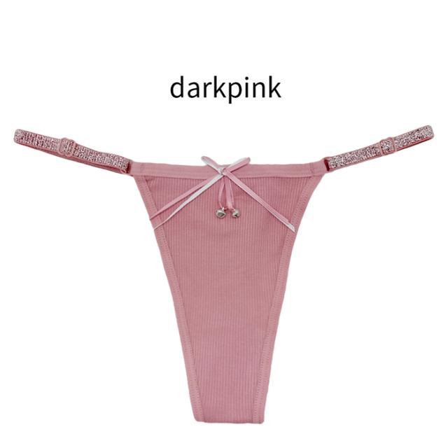 綿95% きらきらラメゴム腰紐のレディースTバック