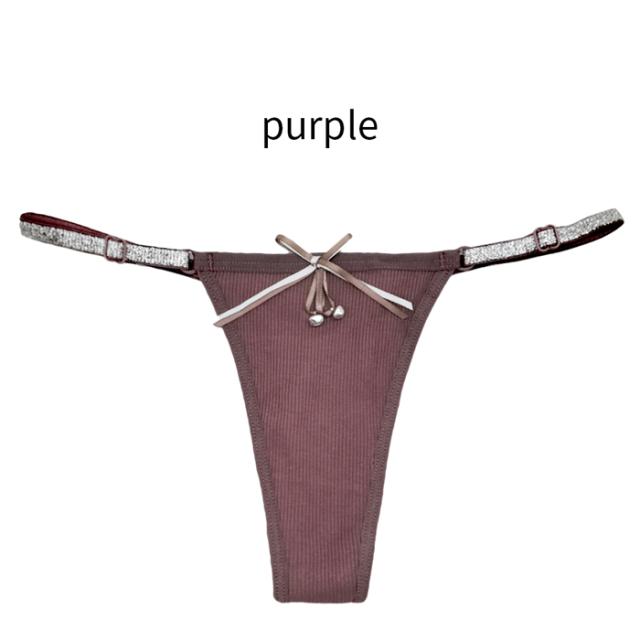 綿95% きらきらラメゴム腰紐のレディースTバック