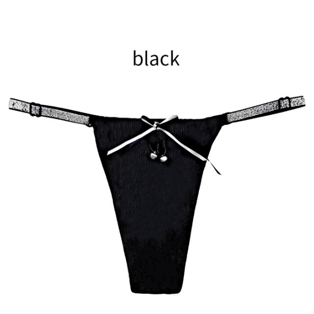 綿95% きらきらラメゴム腰紐のレディースTバック