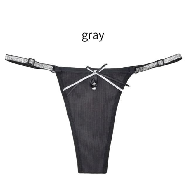 綿95% きらきらラメゴム腰紐のレディースTバック