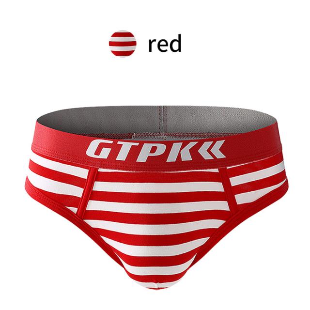 【送料無料】綿混素材で快適 ボーダー柄メンズブリーフパンツ