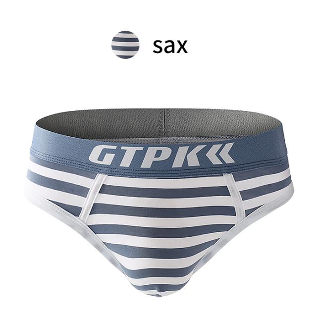 【送料無料】綿混素材で快適 ボーダー柄メンズブリーフパンツ