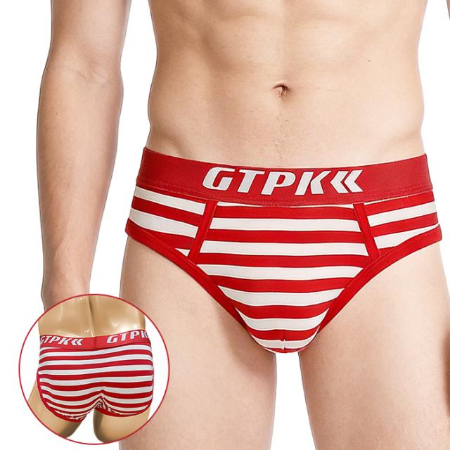 【送料無料】綿混素材で快適 ボーダー柄メンズブリーフパンツ