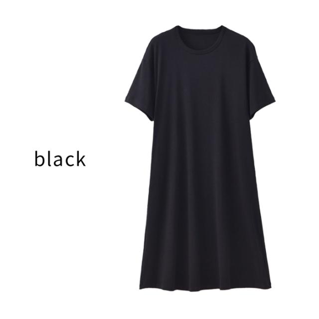 夏のリラックススタイル 綿95％ シンプルなTシャツワンピース