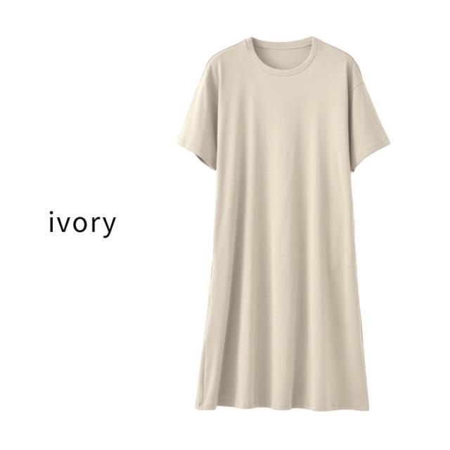 夏のリラックススタイル 綿95％ シンプルなTシャツワンピース