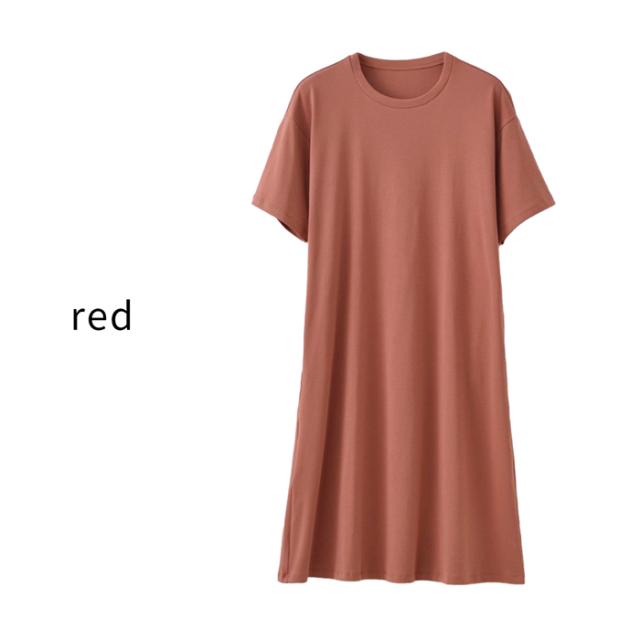 夏のリラックススタイル 綿95％ シンプルなTシャツワンピース