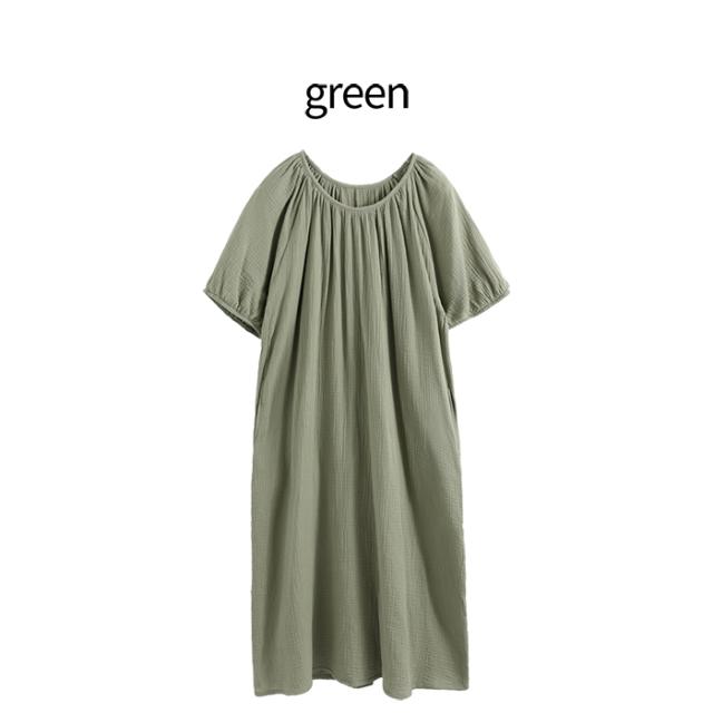 ダブルガーゼ素材の綿100％ゆったり着れるワンピース