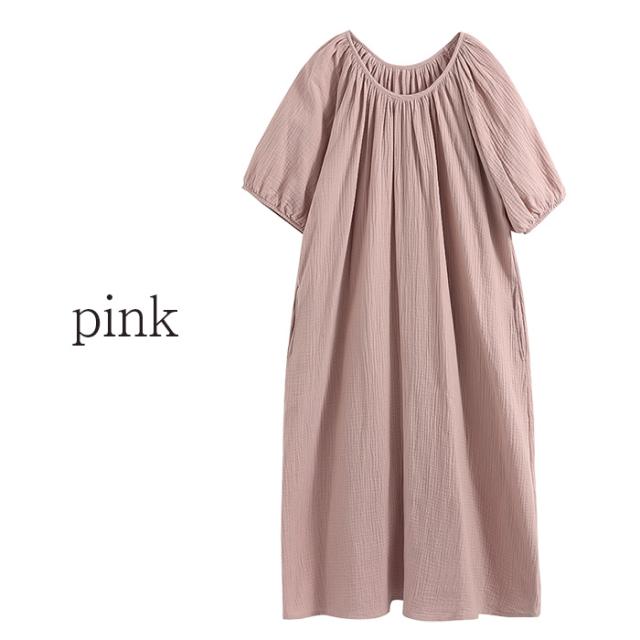 【送料無料】 綿100%ダブルガーゼの半袖ルームワンピース