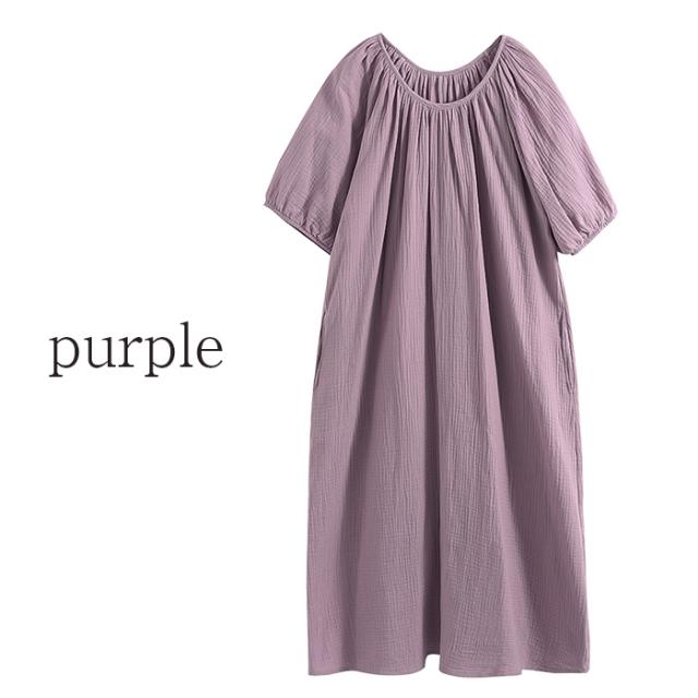 【送料無料】 綿100%ダブルガーゼの半袖ルームワンピース