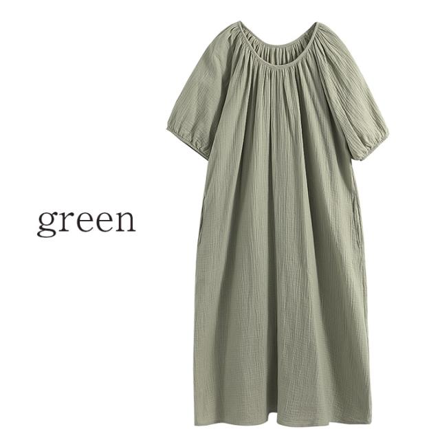 【送料無料】 綿100%ダブルガーゼの半袖ルームワンピース