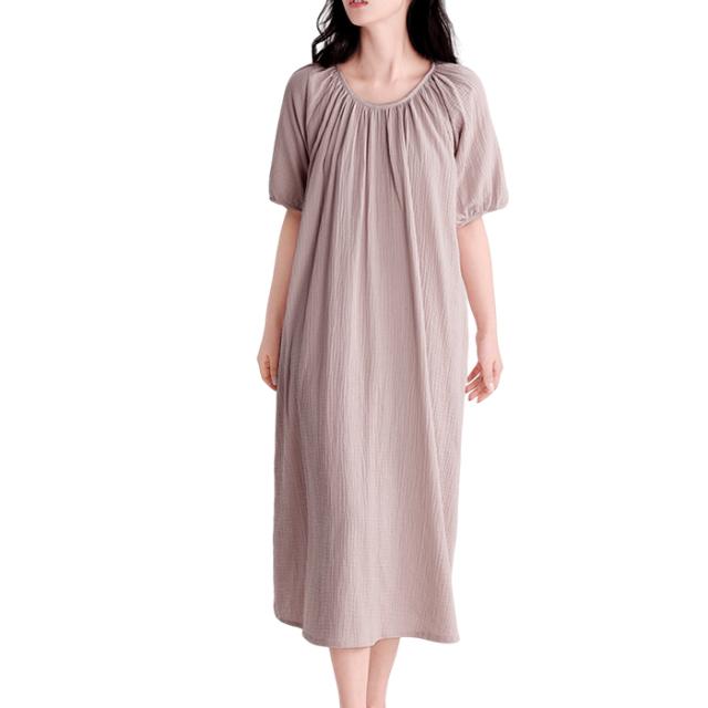 ダブルガーゼ素材の綿100％ゆったり着れるワンピース