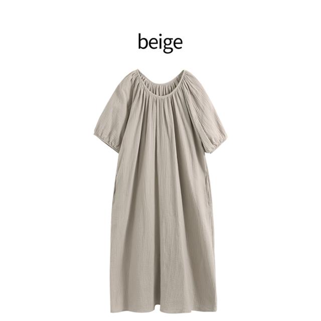 ダブルガーゼ素材の綿100％ゆったり着れるワンピース