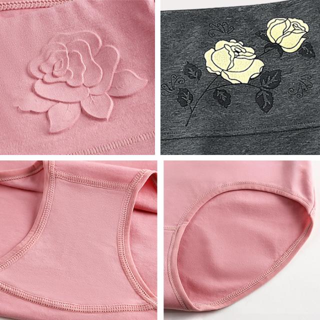 【送料無料】 おしゃれなバラ柄 綿のすっぽり深ばきショーツ