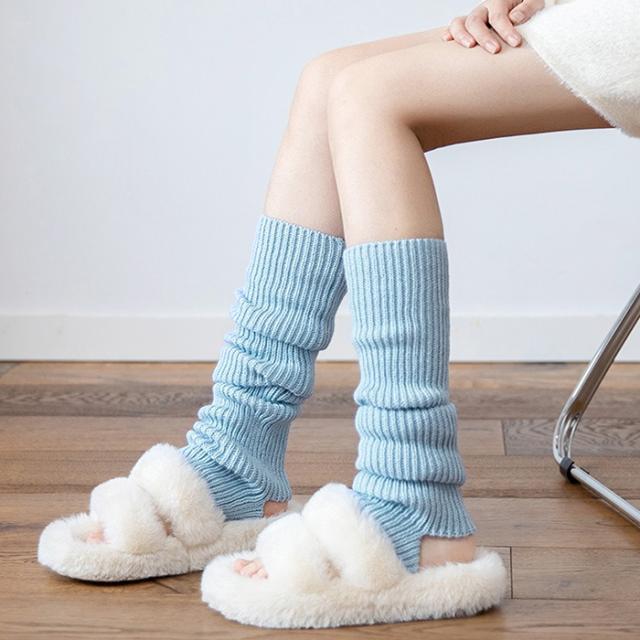 締め付けずに快適フィット リブ編みレッグウォーマー