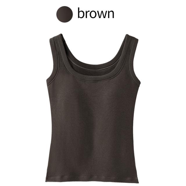 【送料無料】 厚手裏起毛で暖か カップ付きタンクトップ