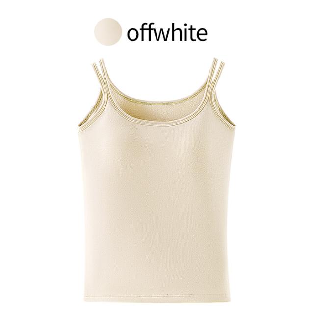 【送料無料】 裏起毛で暖か ストラップが可愛いカップ付きタンク