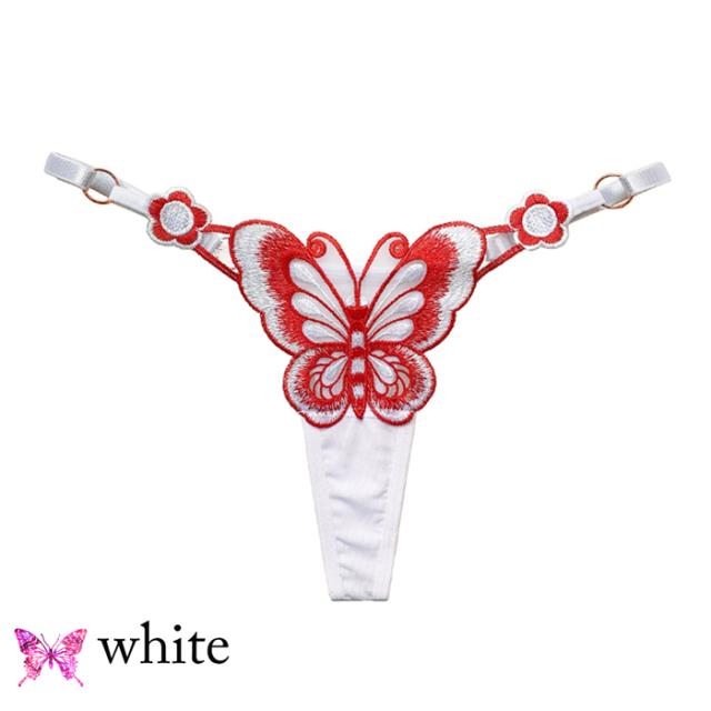 蝶刺繍サイズ調節可能なTバックショーツ