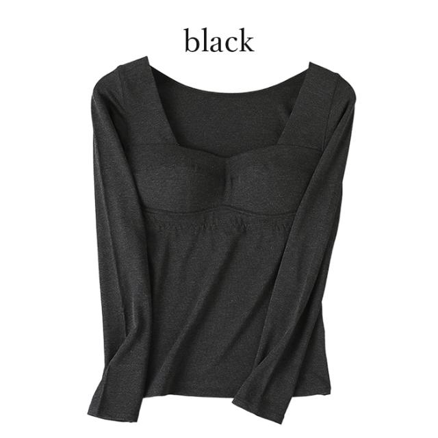 【送料無料】カップ裏はシルク100%であったか！長袖ブラトップ