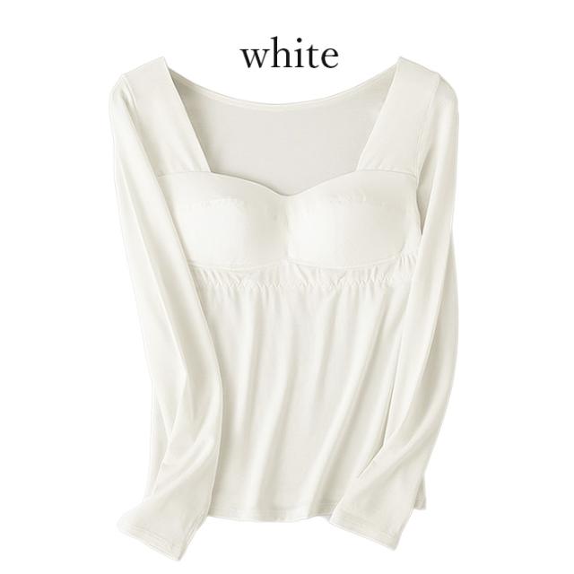 【送料無料】カップ裏はシルク100%であったか！長袖ブラトップ