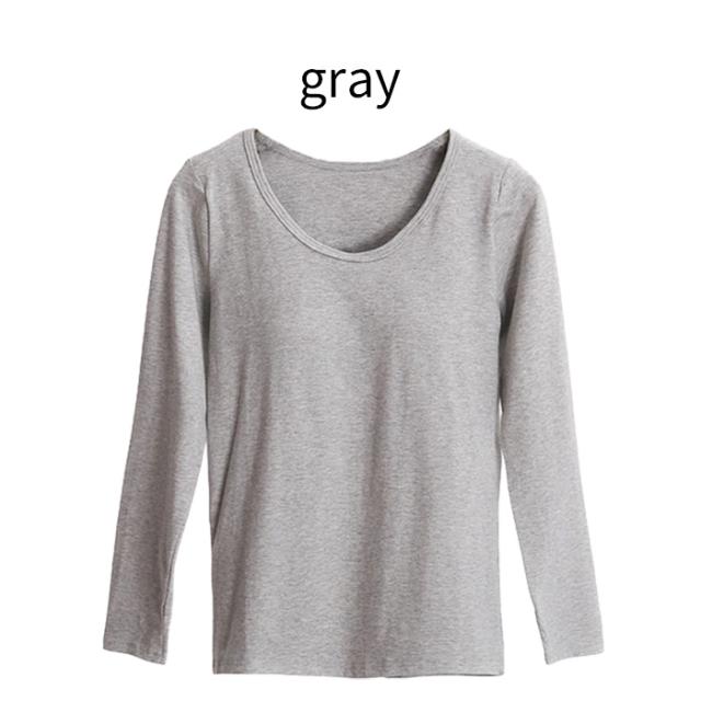 【送料無料】1枚でラクに着られる 綿95％長袖ブラトップ