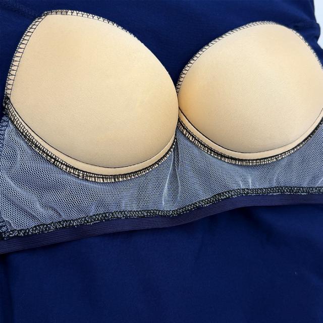 【送料無料】1枚でラクに着られる 綿95％長袖ブラトップ