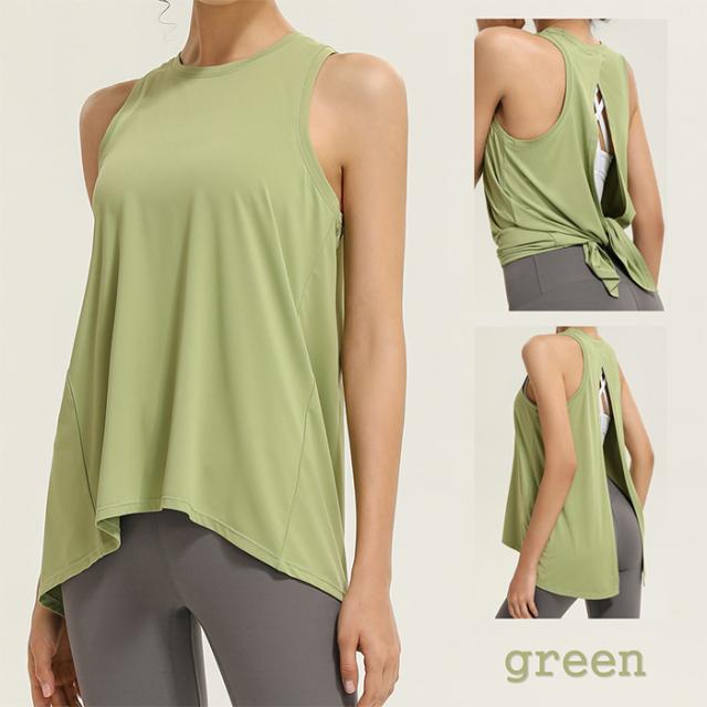 ヨガ背中見せタンクトップ