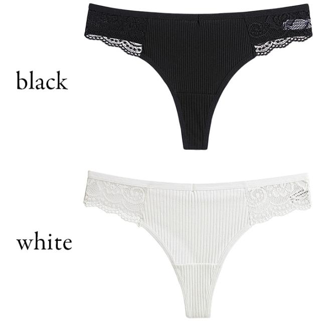 綿95％ リブ編みストレッチレディースTバック