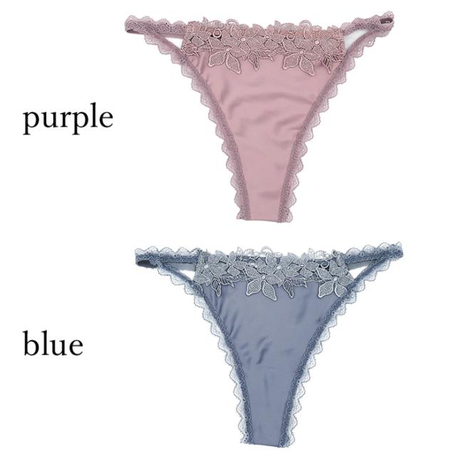 【送料無料】 光沢サテンと繊細なレースのレディースTバック