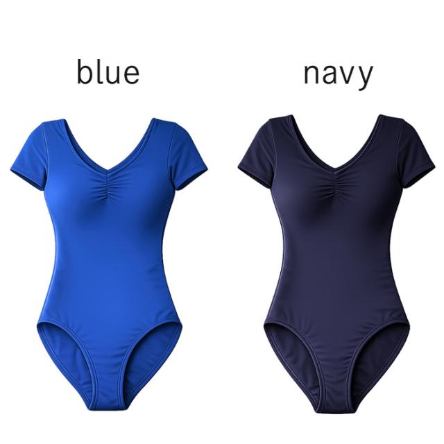 【送料無料】 綿混ストレッチ半袖バレエレオタード